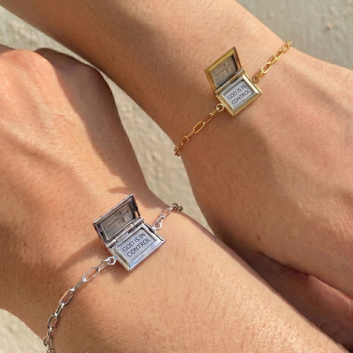 Dainty Geometric Cross Locket Bracelet