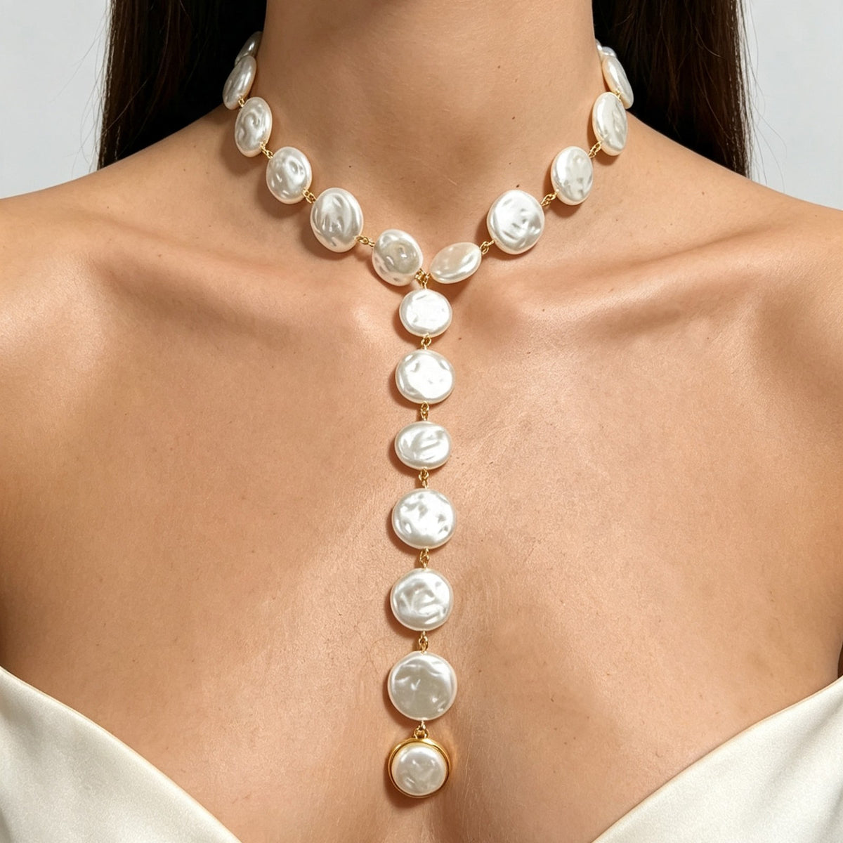 Classy Irregular Pearl Y-Necklace