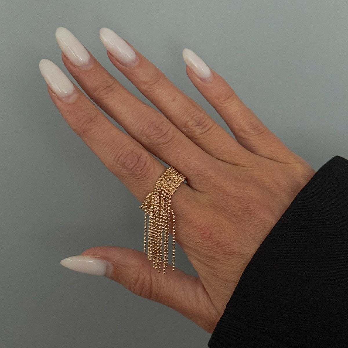 Classy Geometric Beaded Tassel Ring