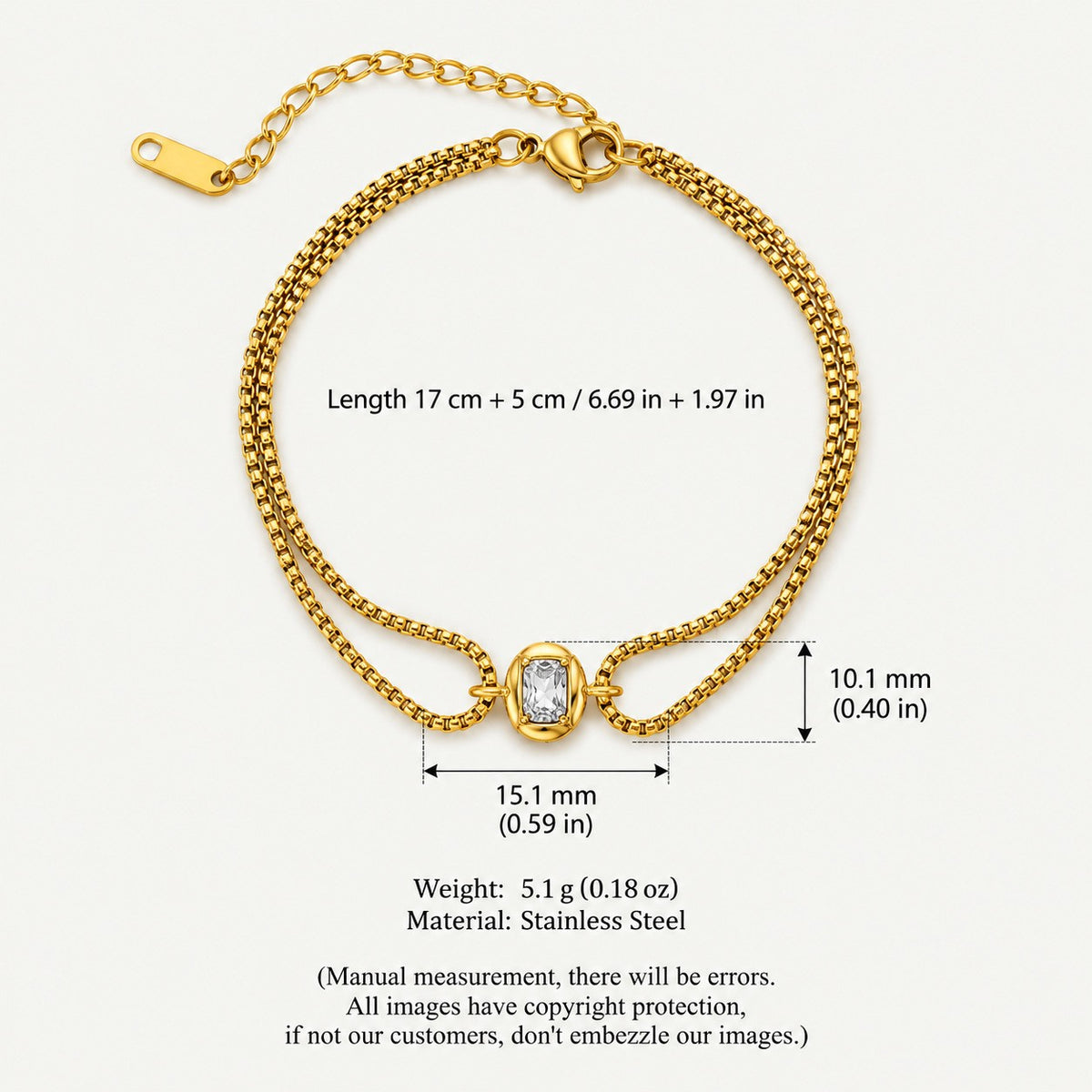 4pc Dainty Geometric & Heart CZ Bracelet Set