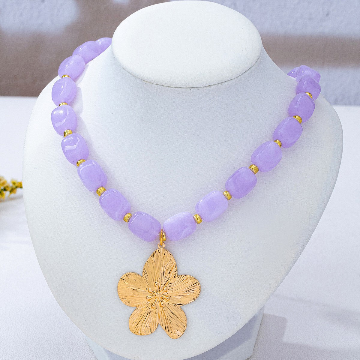 Boho Colorful Beaded Floral Necklace
