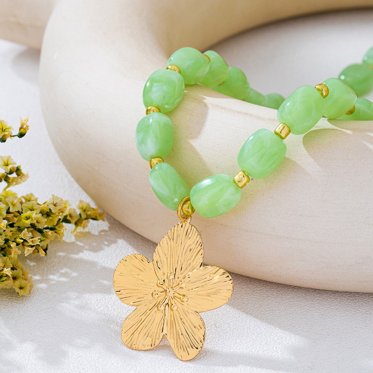 Boho Colorful Beaded Floral Necklace