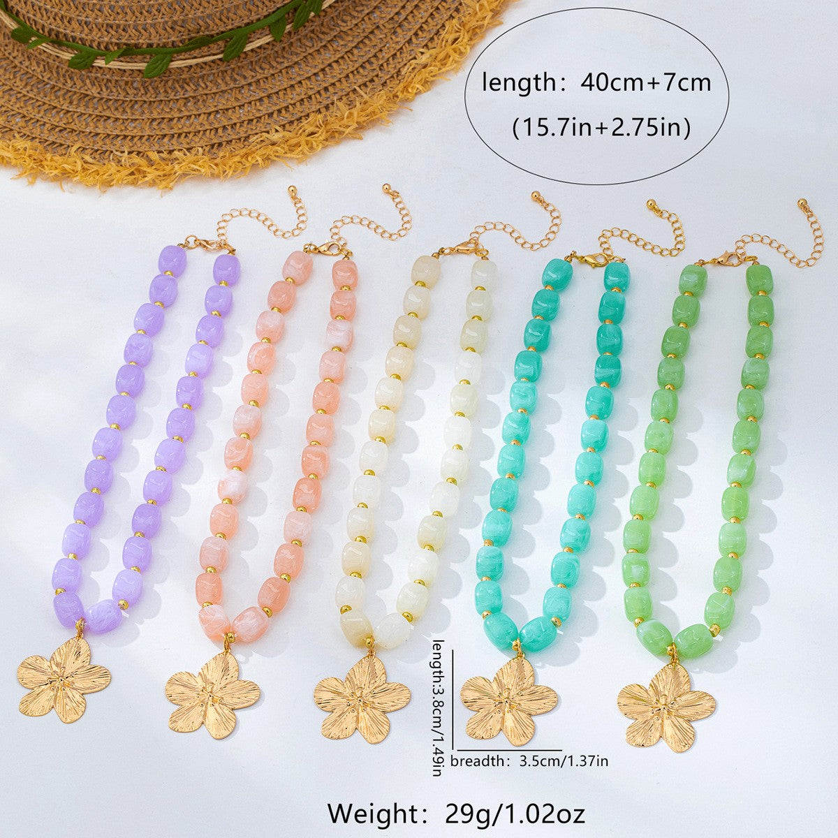 Boho Colorful Beaded Floral Necklace