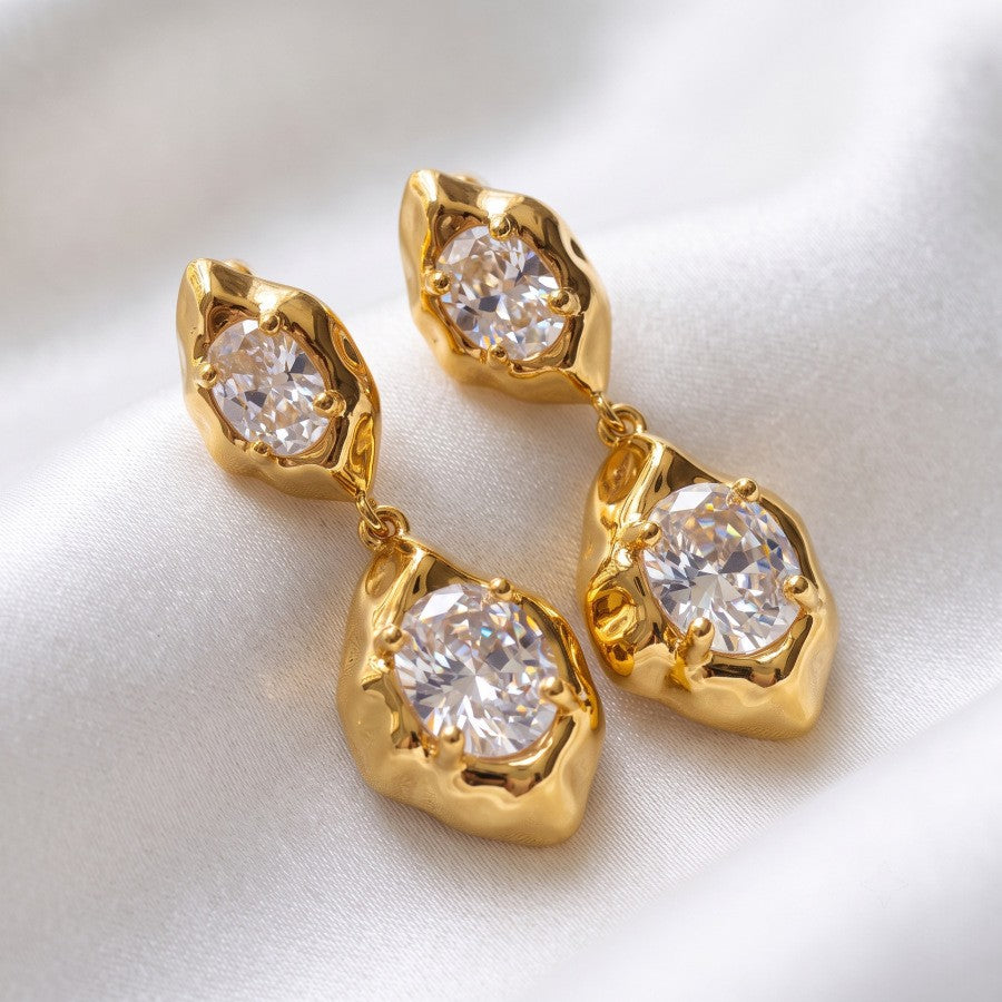 Elegant Irregular Zircon Dangle Earrings