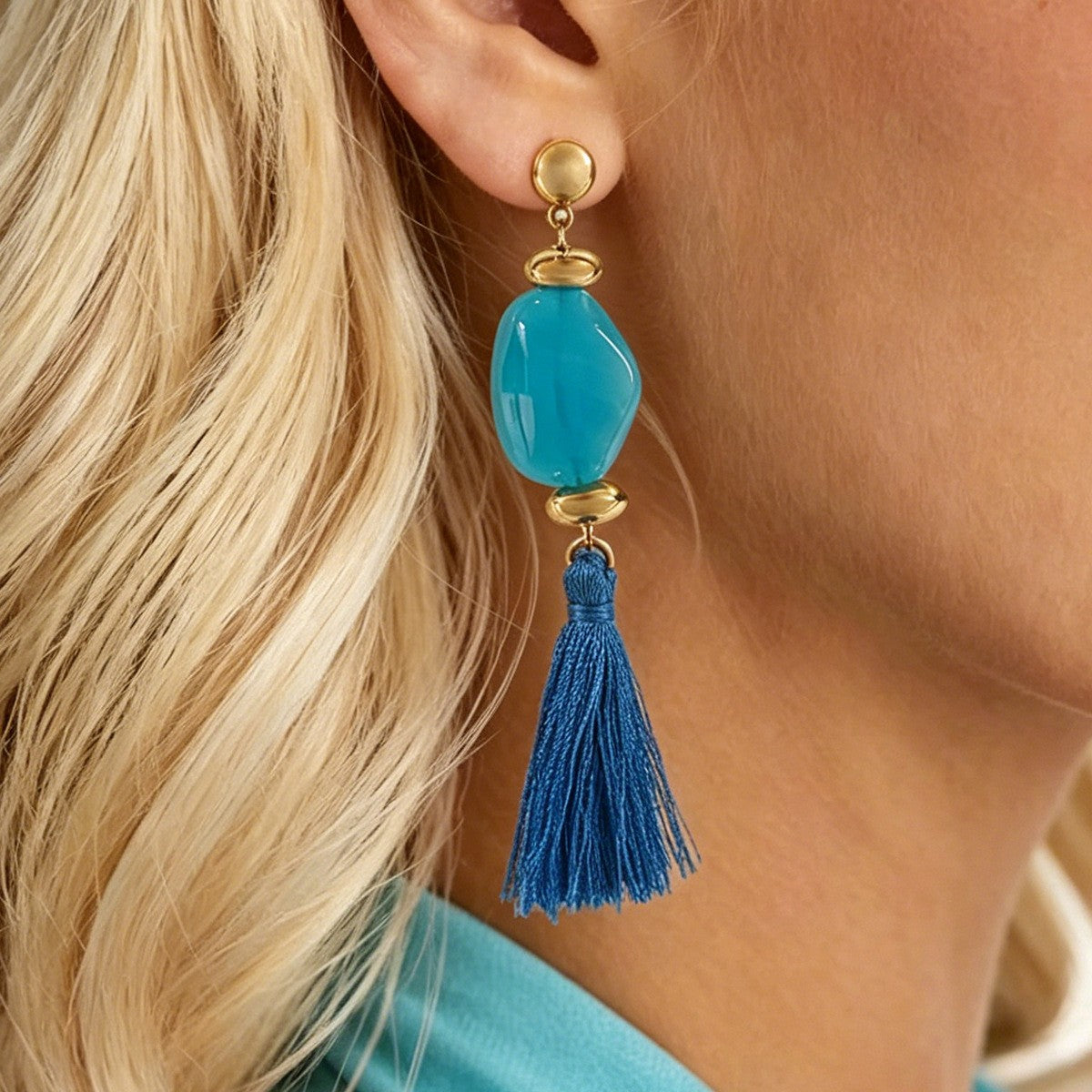 Classy Vintage Amber Resin Tassel Earrings