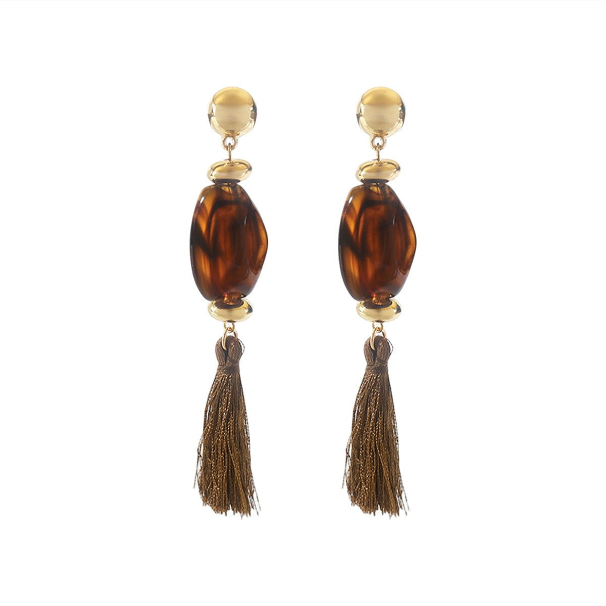 Classy Vintage Amber Resin Tassel Earrings