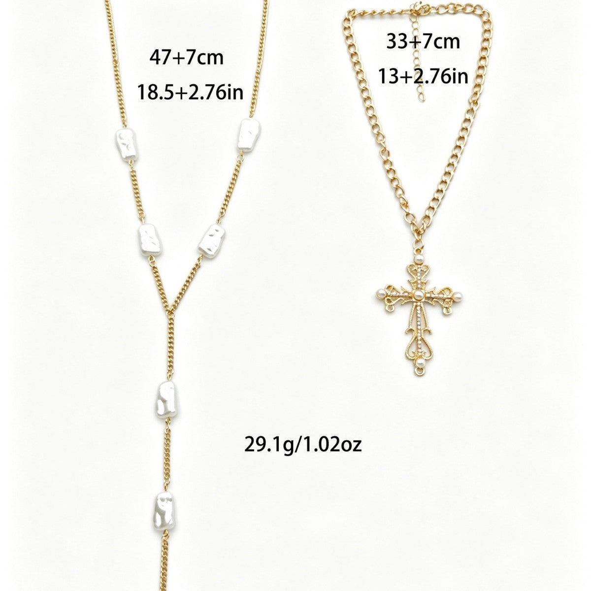 Classy Layered Cross & Pearl Y-Necklace