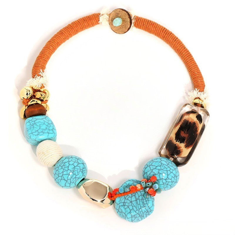 Boho Turquoise Shell Statement Necklace