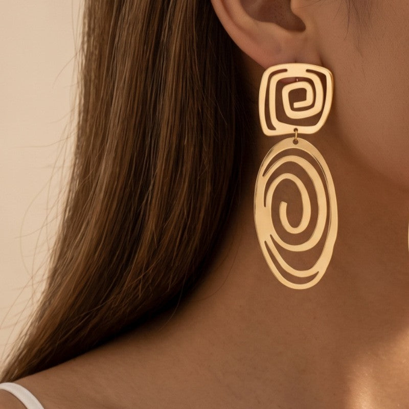 Classy Geometric Spiral Drop Earrings