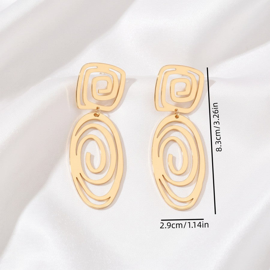Classy Geometric Spiral Drop Earrings