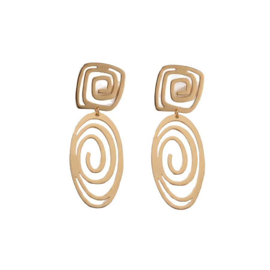 Classy Geometric Spiral Drop Earrings