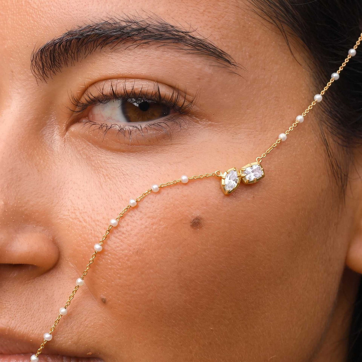 Dainty Layered Pearl & Heart Y-Necklace