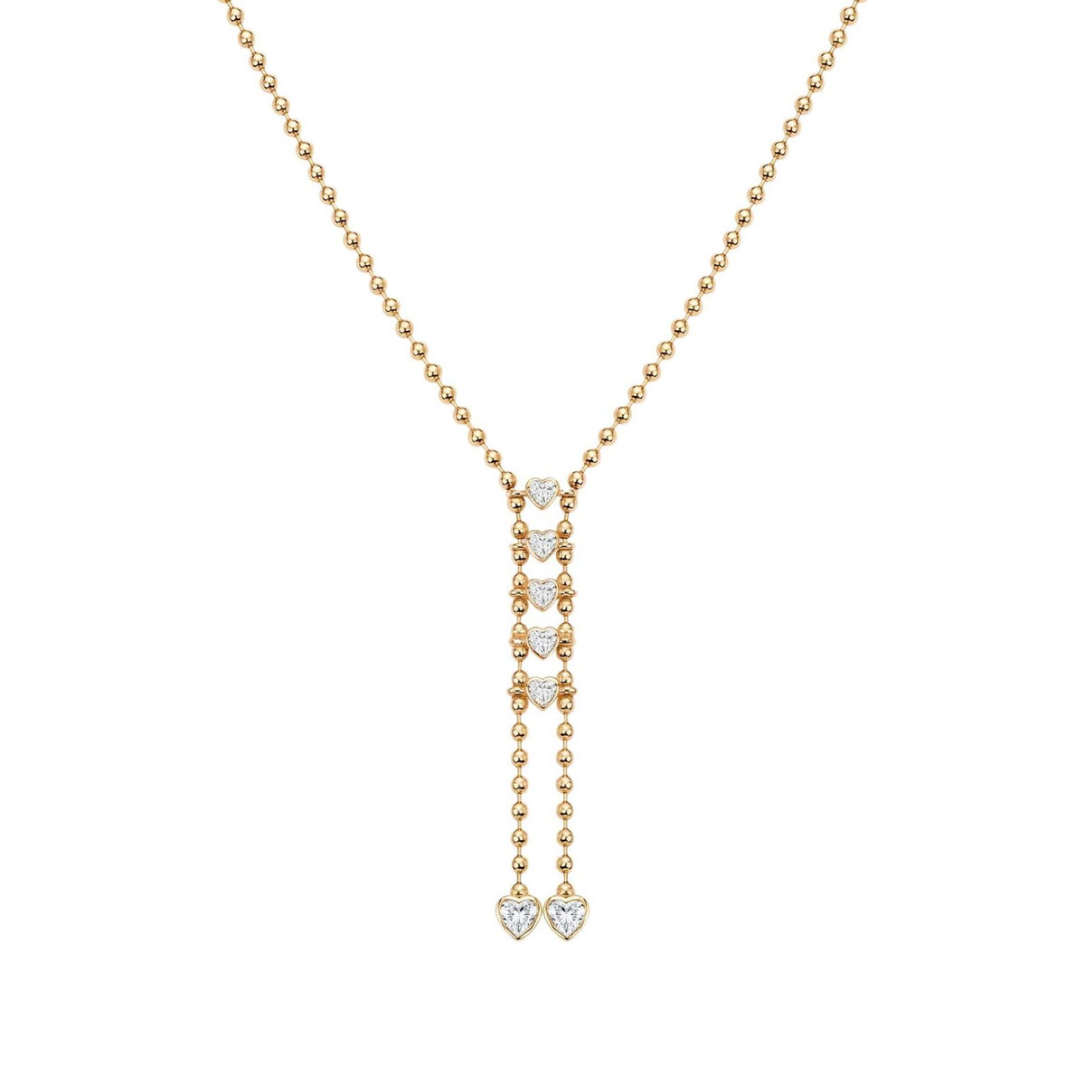 Dainty Layered Pearl & Heart Y-Necklace