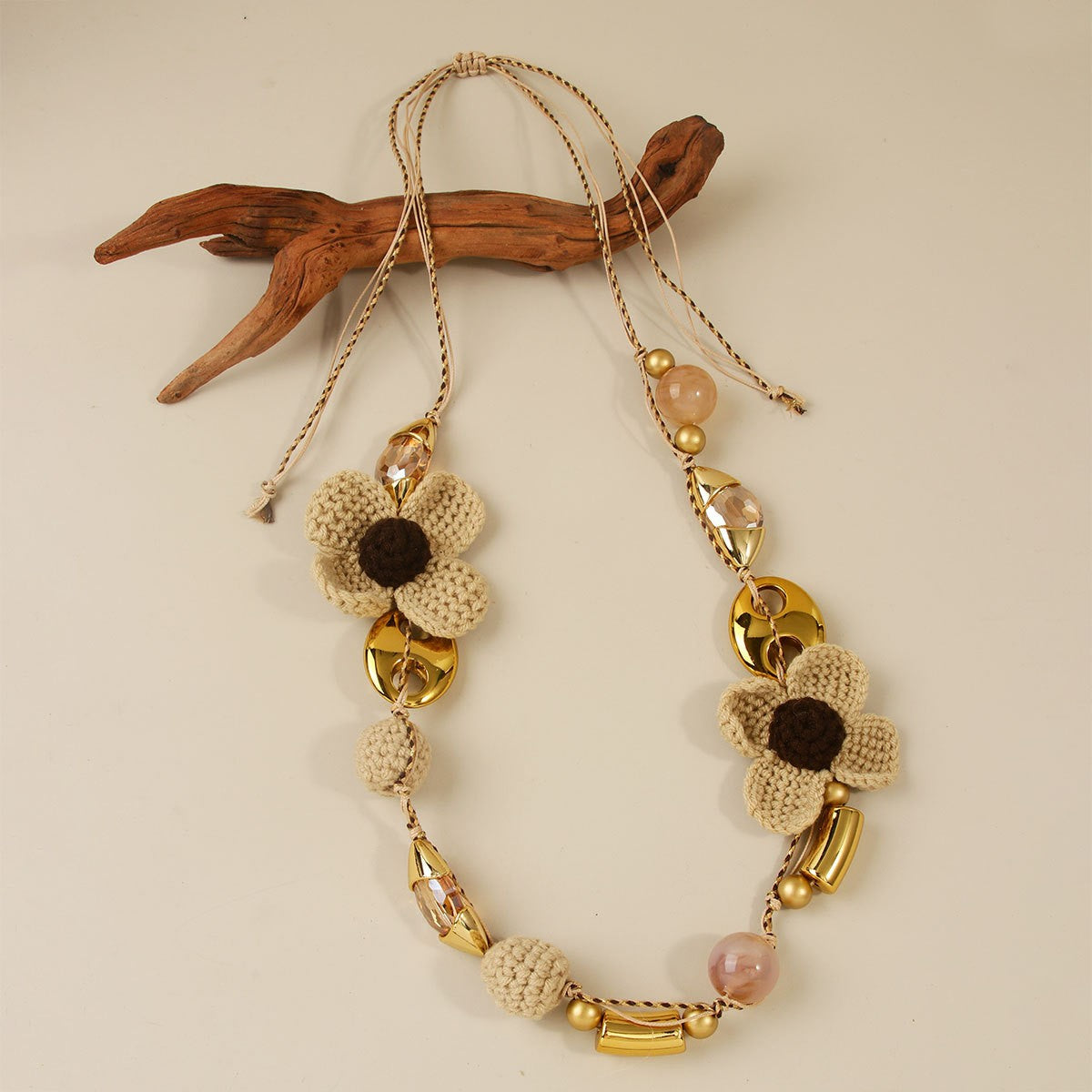 Boho Crochet Flower Long Necklace