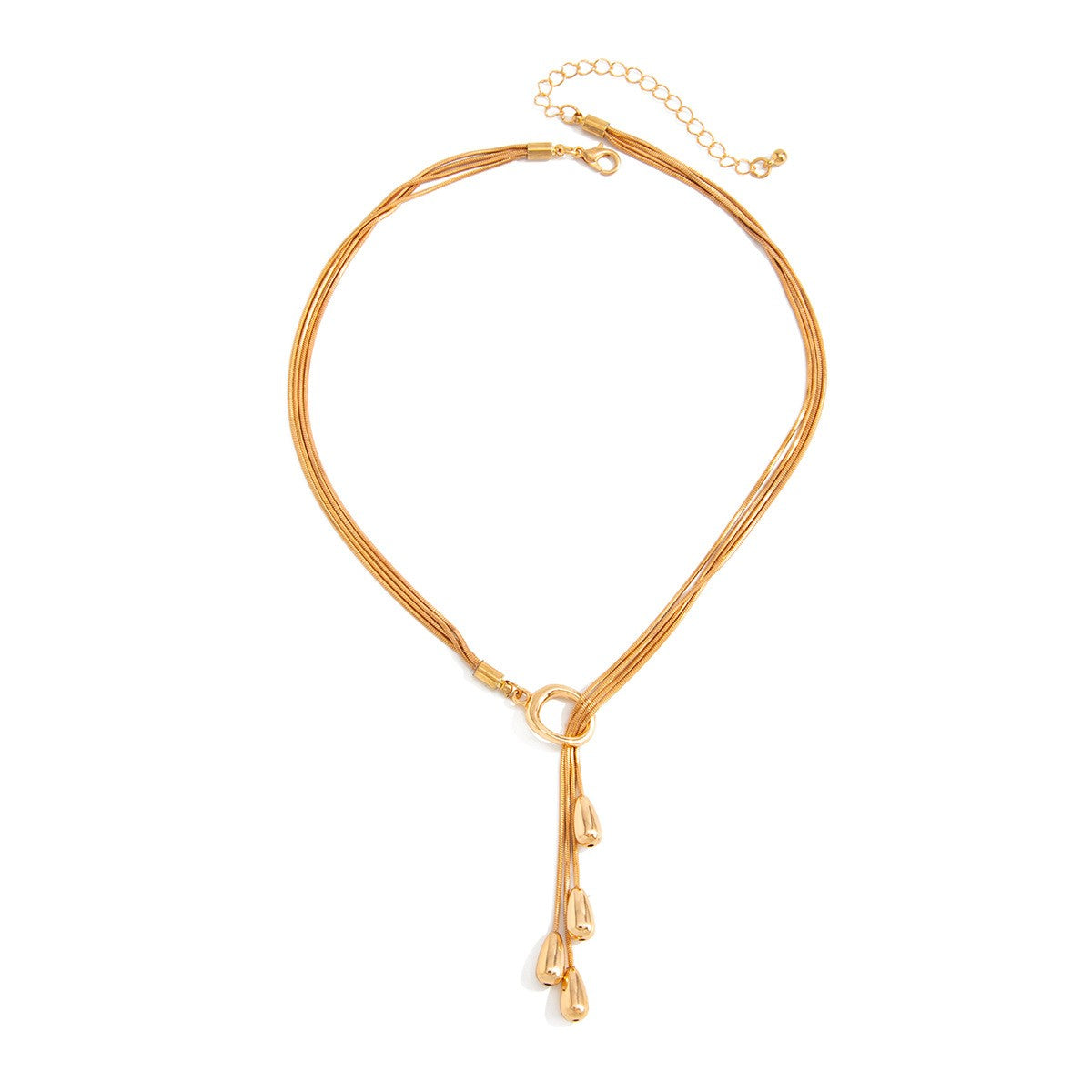 Classy Multi-Strand Droplet Lariat Necklace