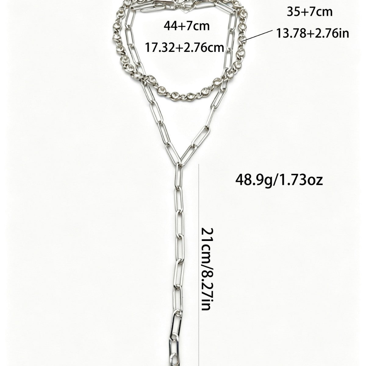 Classy Rhinestone & Oval Link Y-Necklace