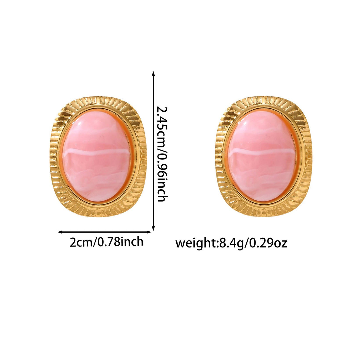 18k Classy Vintage Oval Resin Stud Earrings