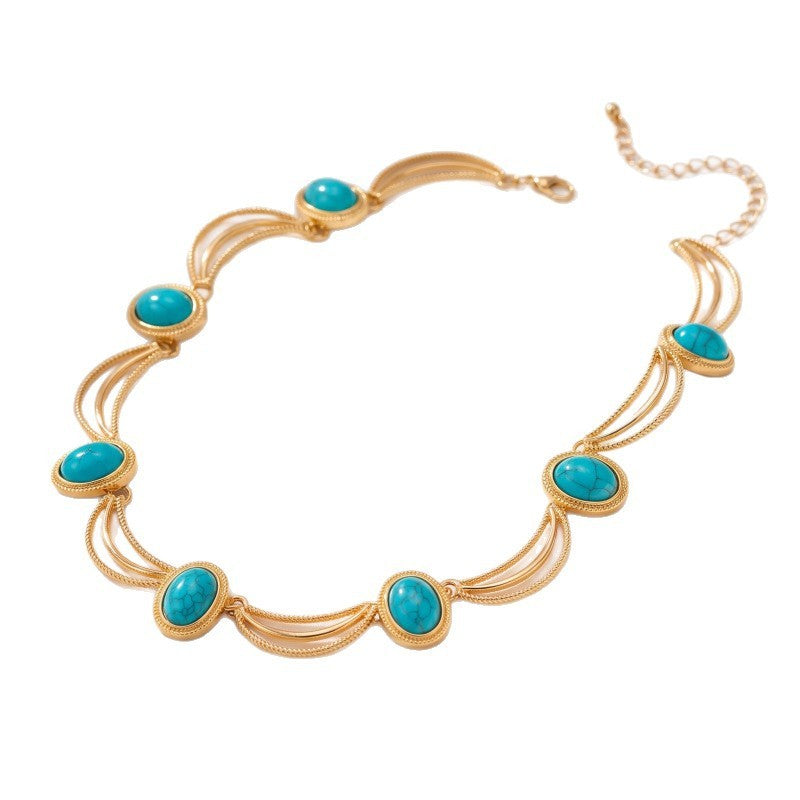 Classy Turquoise Oval Necklace & Earring Set