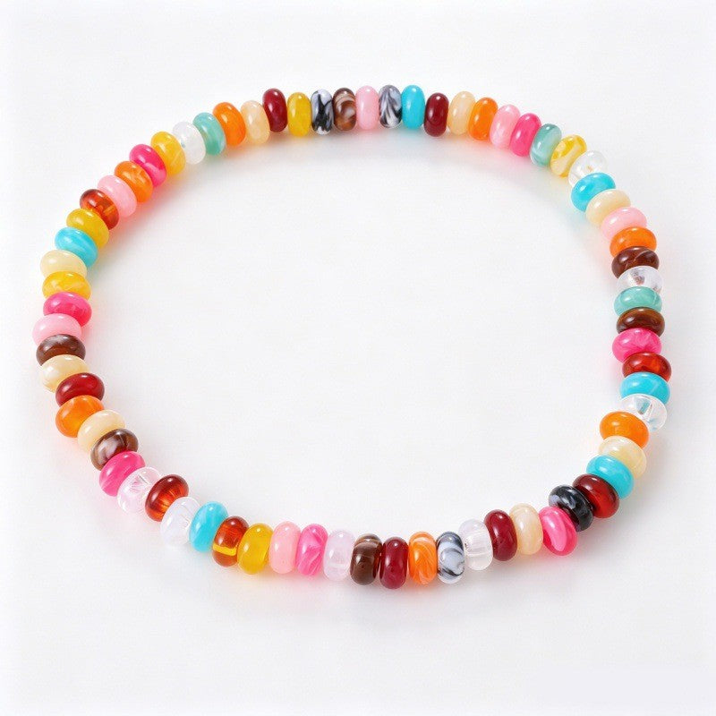 Boho Multi-Color Resin Bead Heart Necklace