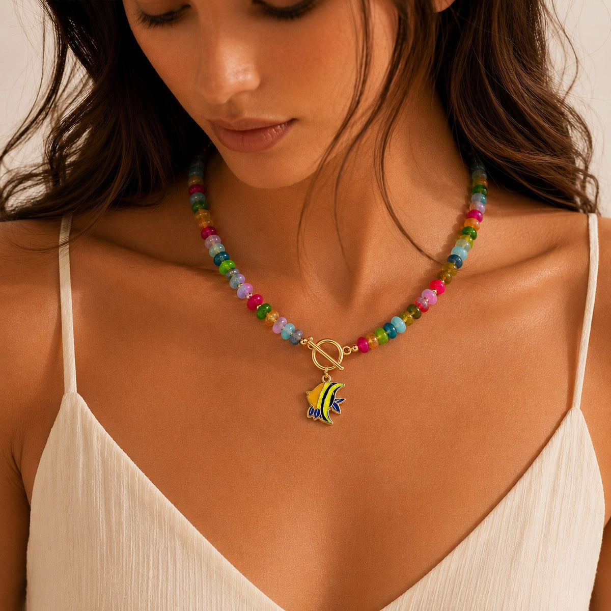 Playful Tropical Fish Beaded Necklace