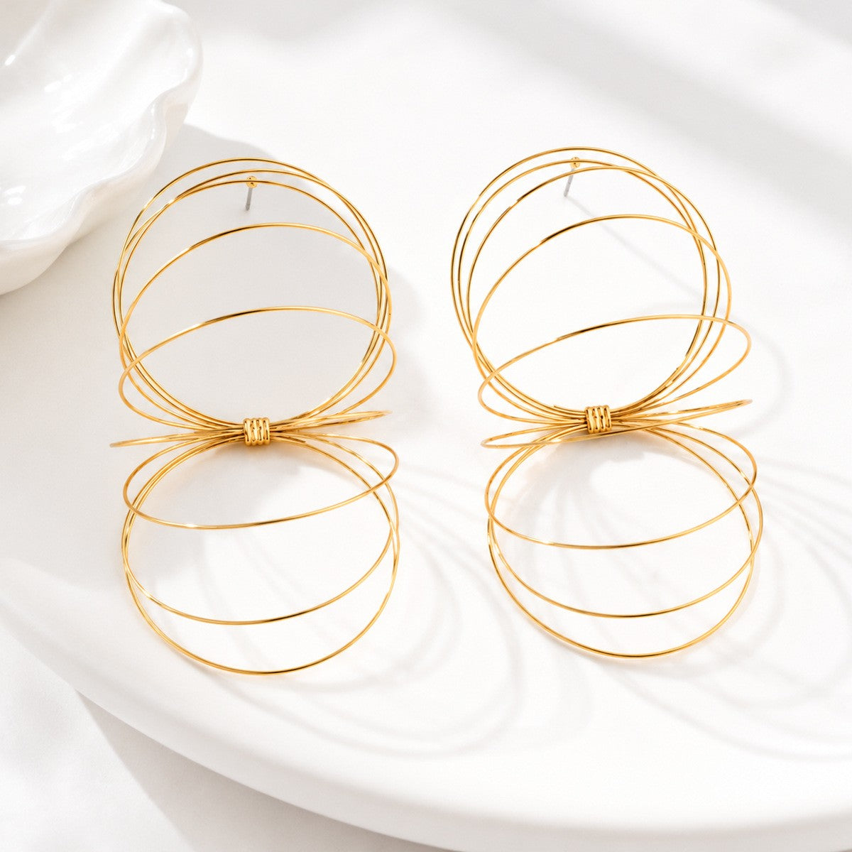 Statement Geometric Multi-Layer Wire Hoop Earrings