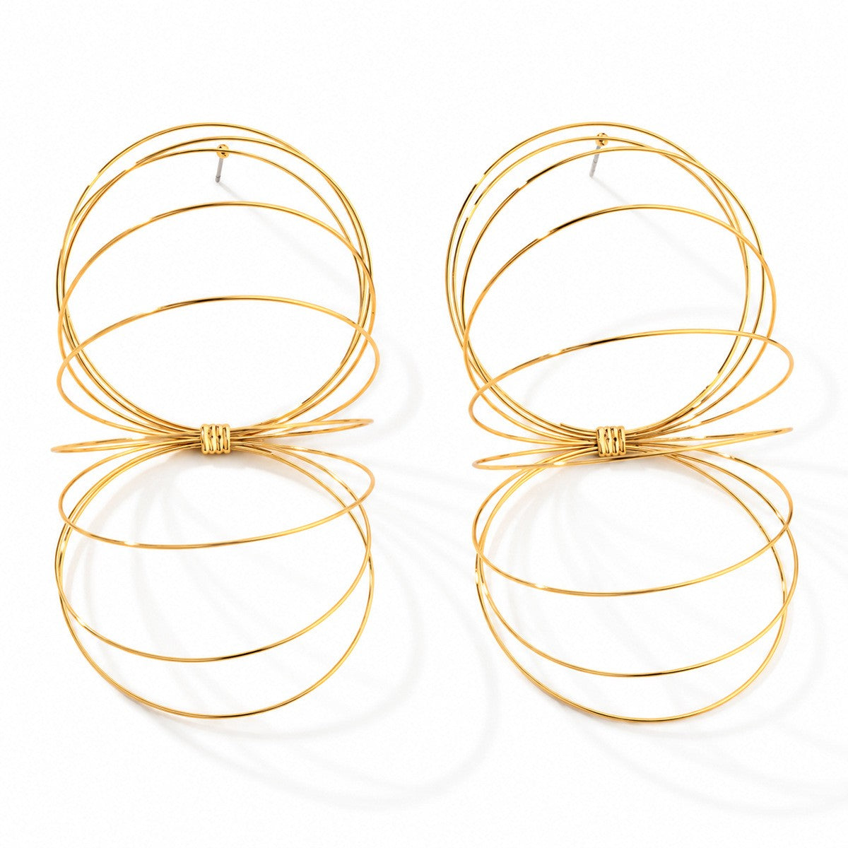 Statement Geometric Multi-Layer Wire Hoop Earrings