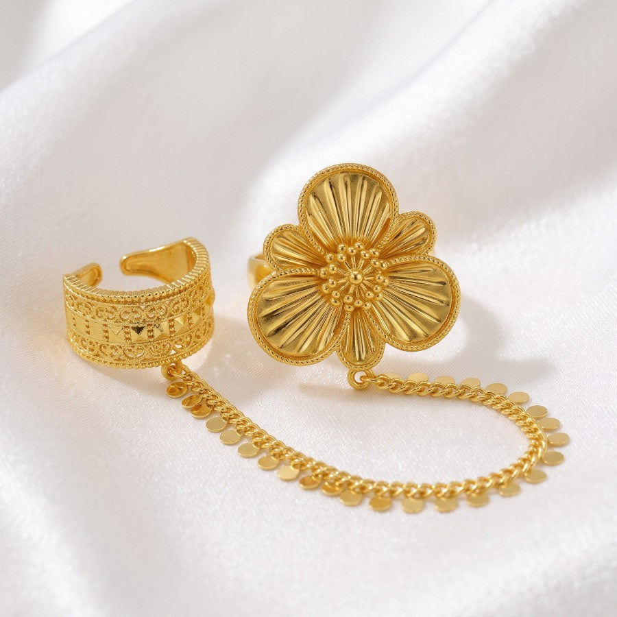 Romantic Flower Chain Ring