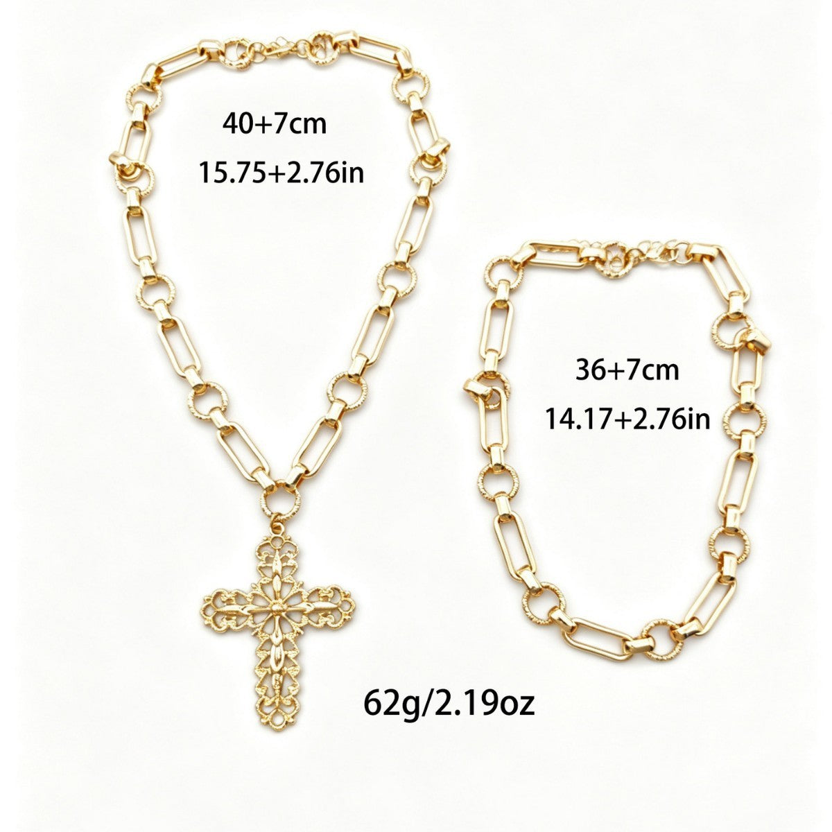 Elegant Filigree Cross Layered Necklace