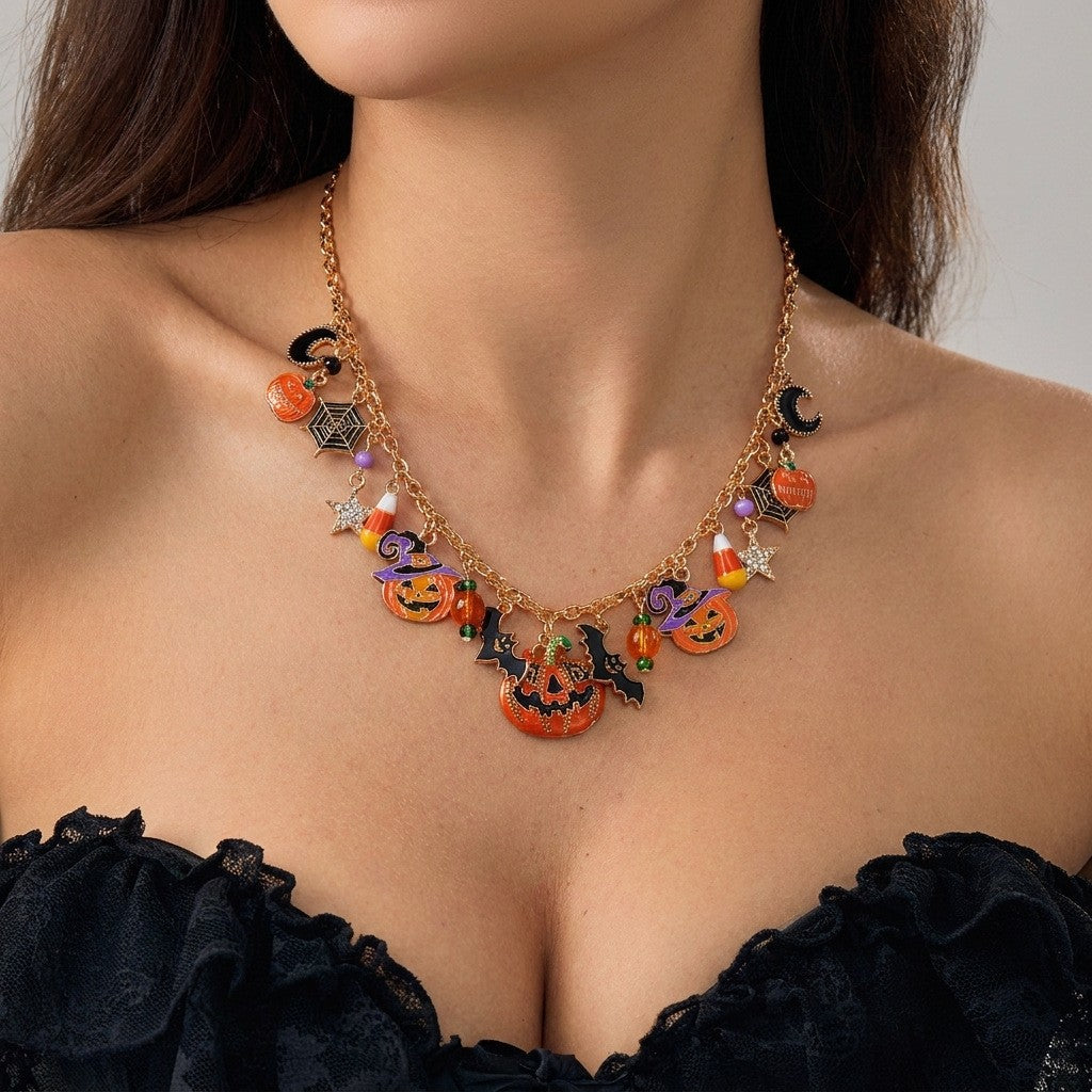 Gothic Spider Beaded Choker Necklace