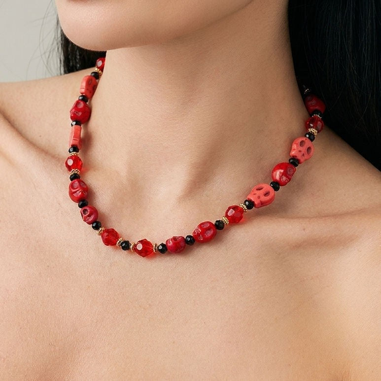 Gothic Spider Beaded Choker Necklace