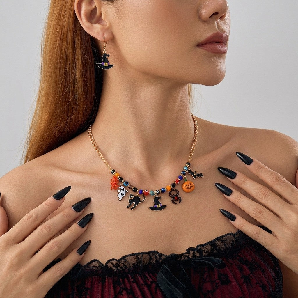 Gothic Spider Beaded Choker Necklace