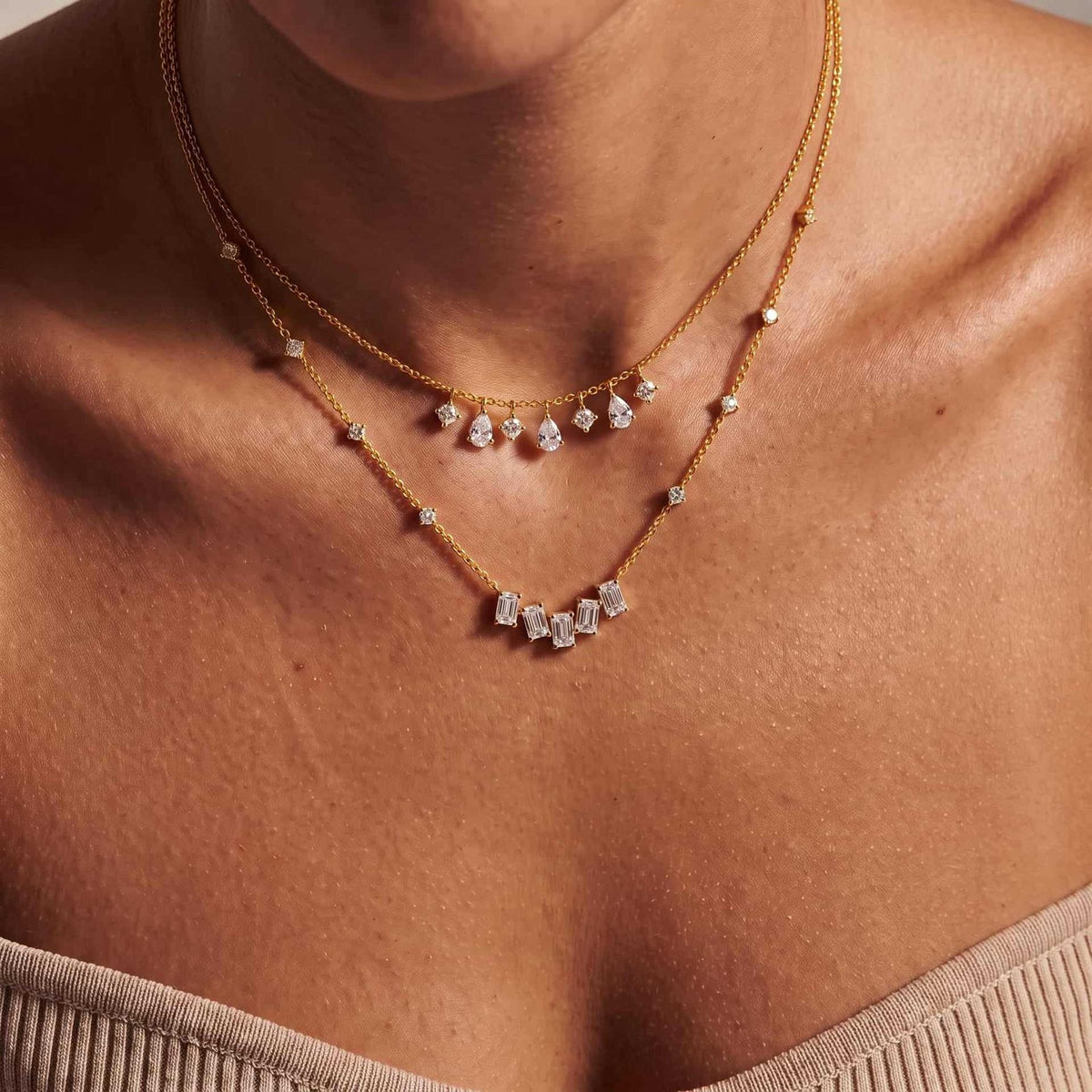 Dainty Multi-Shape Zirconia Layered Necklace Set