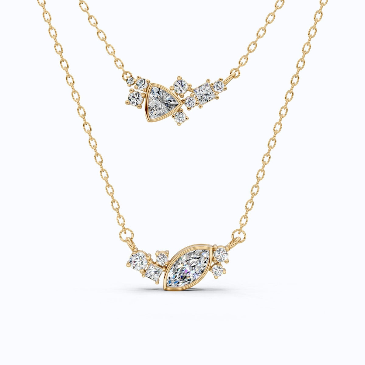 Dainty Multi-Shape Zirconia Layered Necklace Set