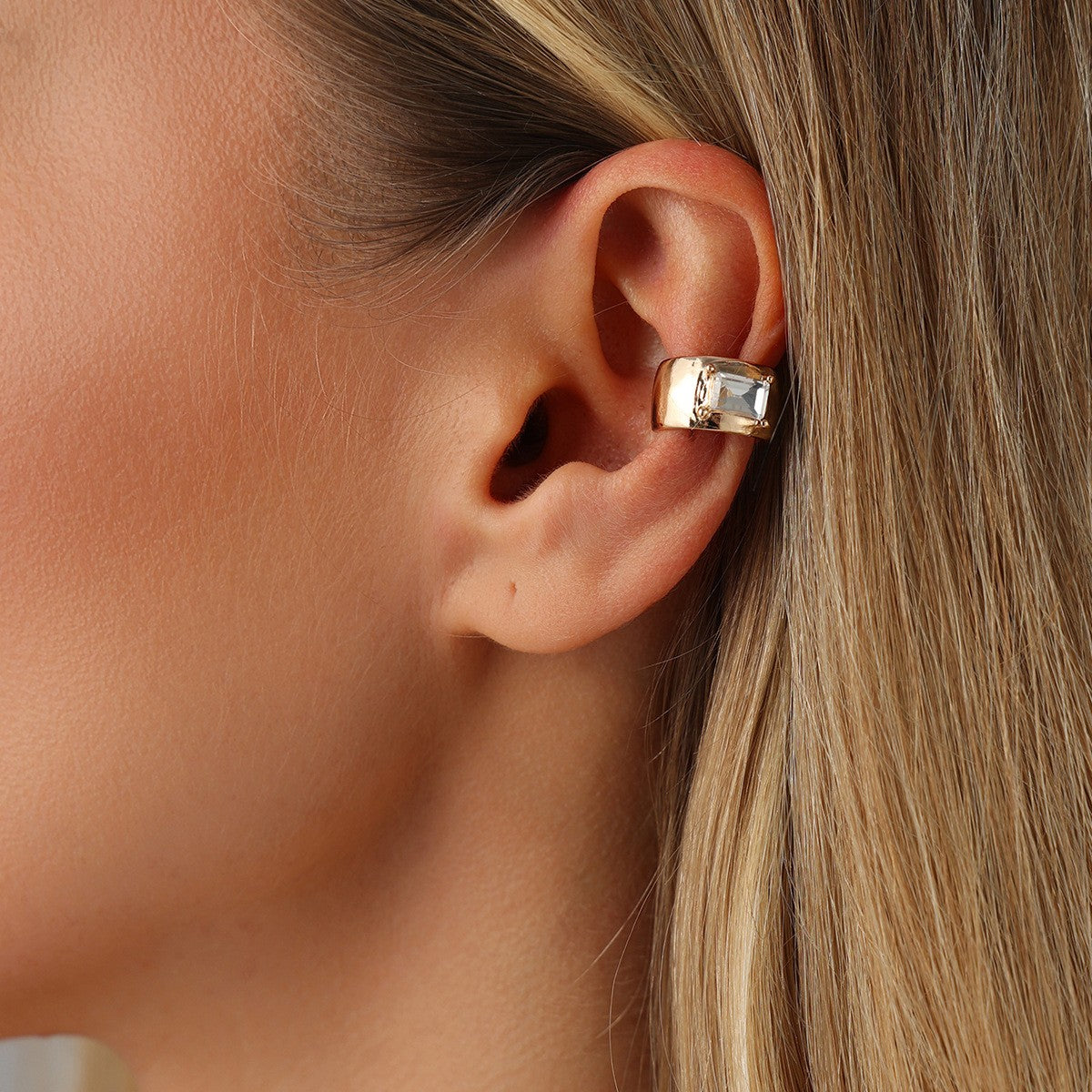 Classy Geometric Square Gem Ear Cuff