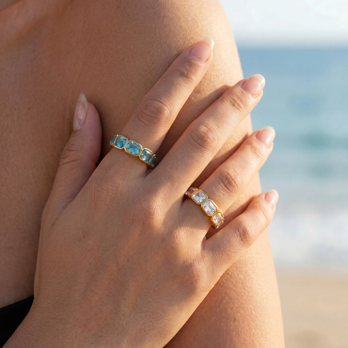 14k Dainty Baguette Zirconia Ring