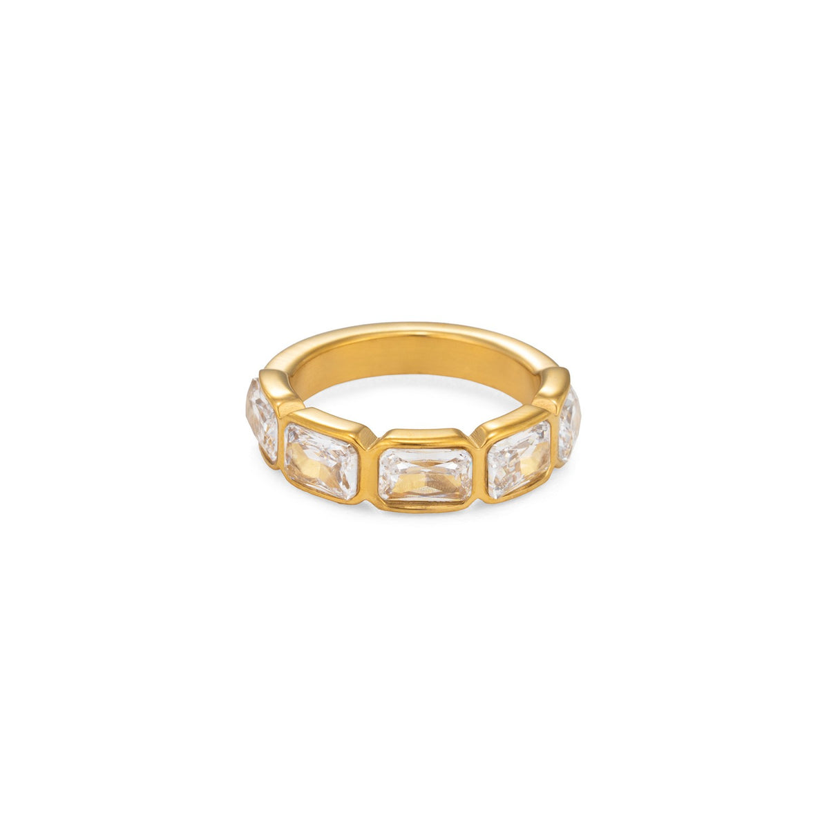 14k Dainty Baguette Zirconia Ring