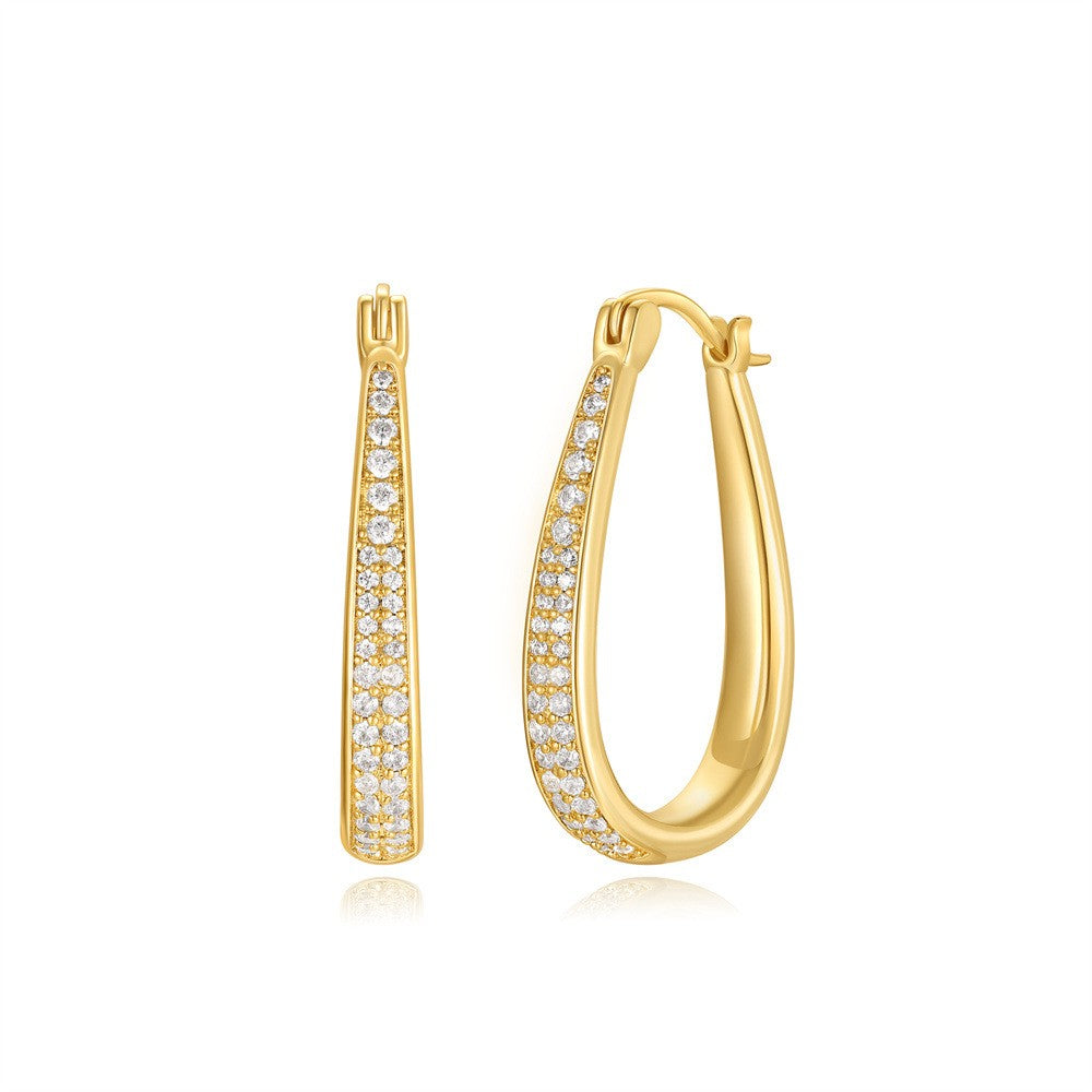 Classy Geometric Pave Huggie Earring Set