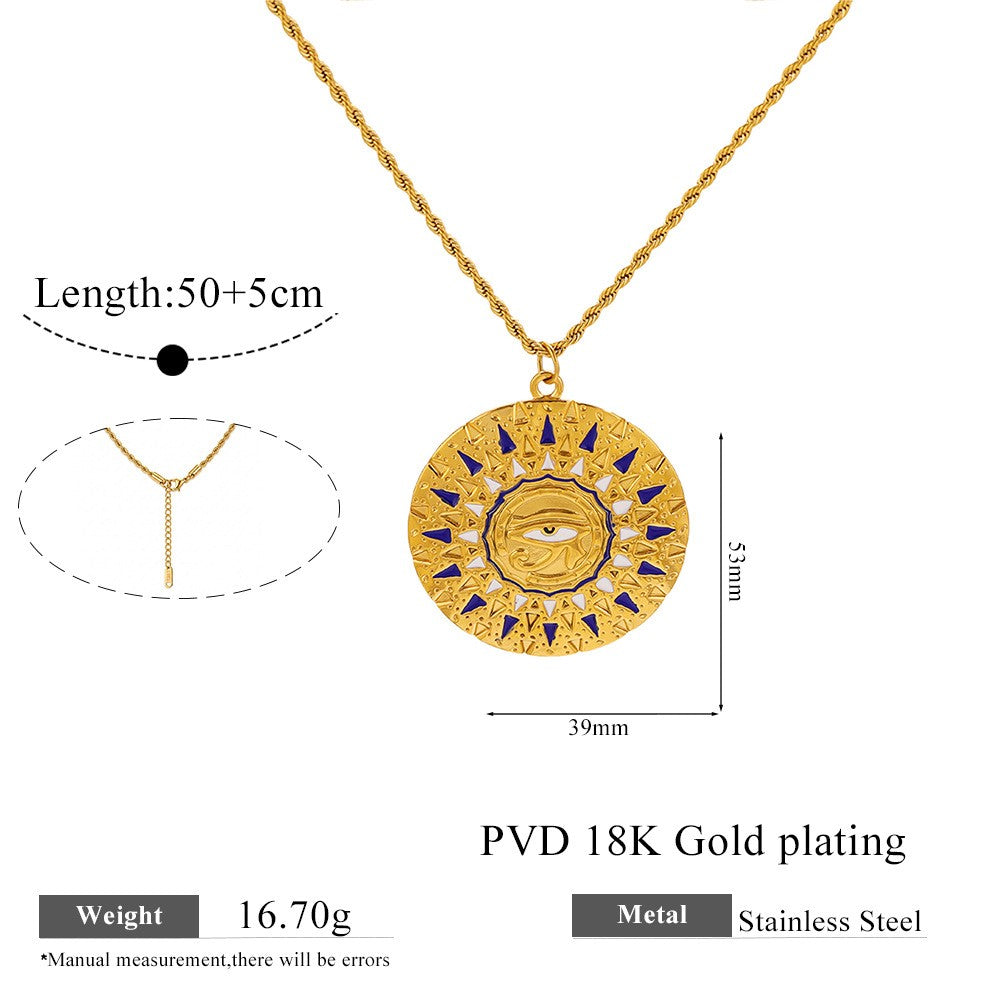 Vintage Sun & Heart Evil Eye Necklace