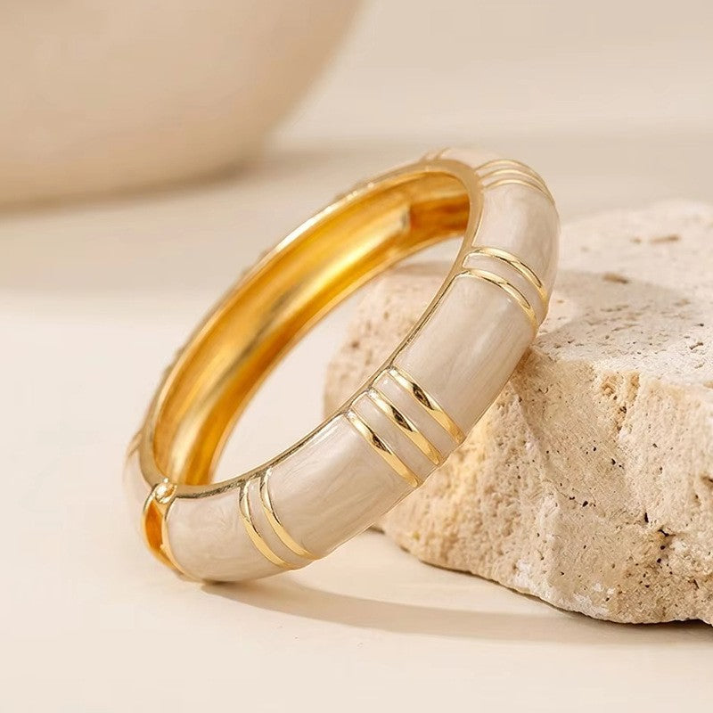Classy Cream Enamel Bangle Set