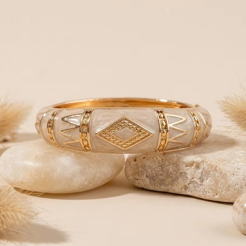 Classy Cream Enamel Bangle Set