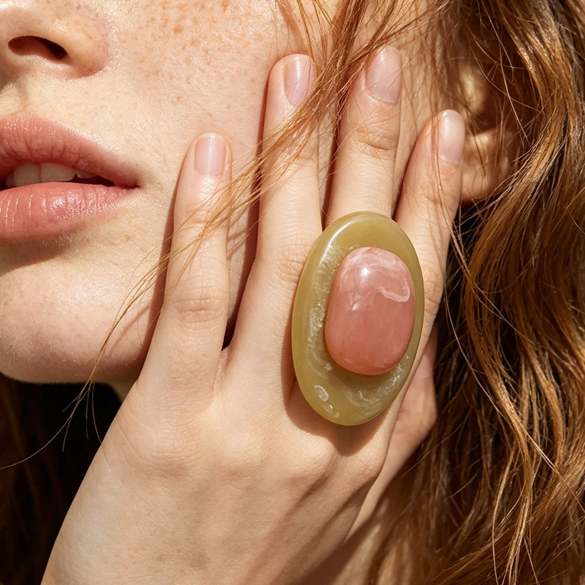 Classy Color Block Oval Resin Ring