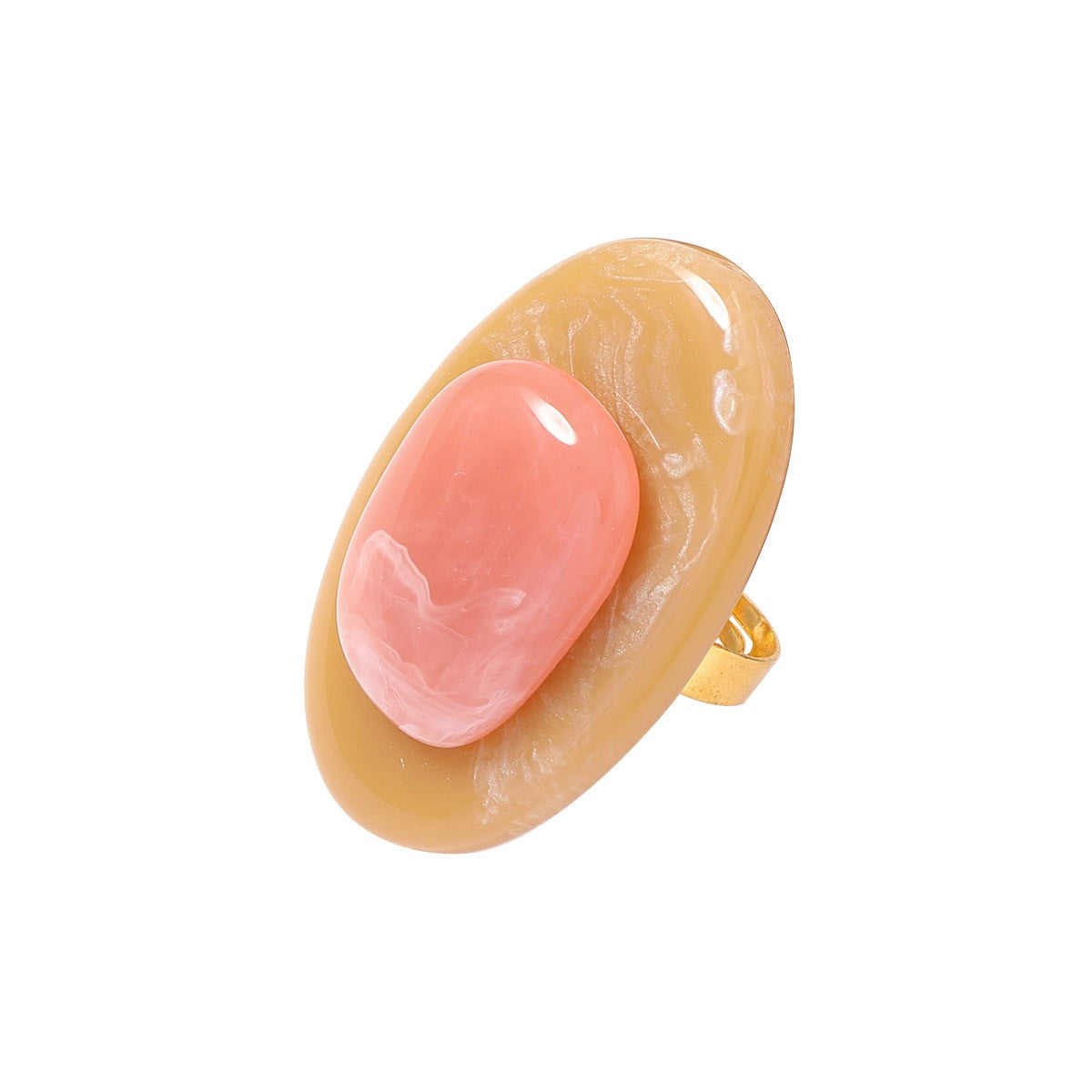 Classy Color Block Oval Resin Ring
