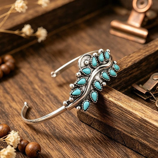Boho Vintage Turquoise Crown Cuff Bracelet