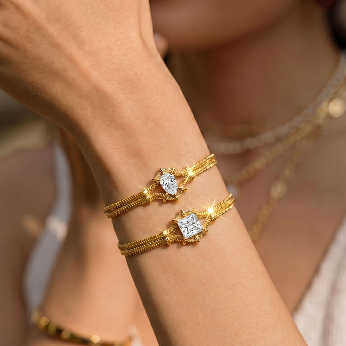 Dainty Pastel Cord & Snake Chain Bracelet Set