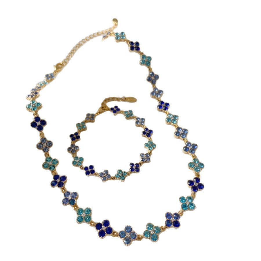 Classy Multicolor Clover Necklace, Bracelet & Earring Set