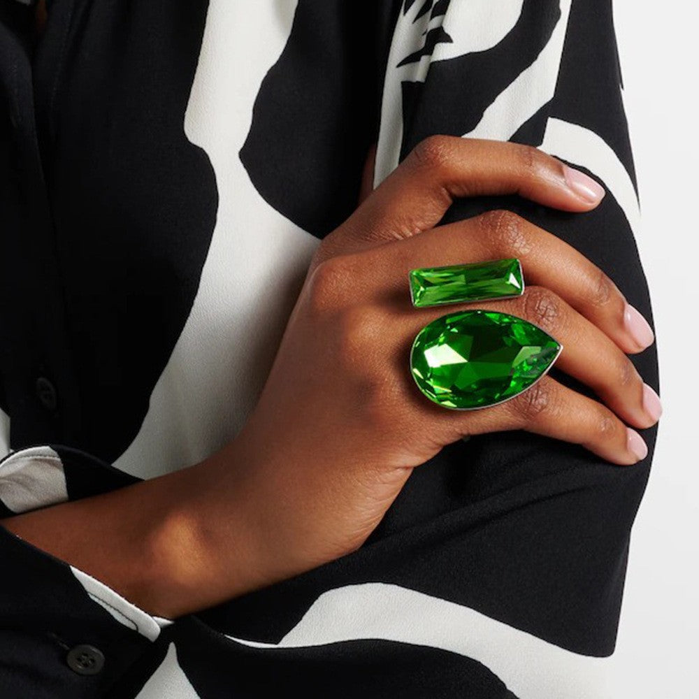 Classy Green Teardrop Statement Ring