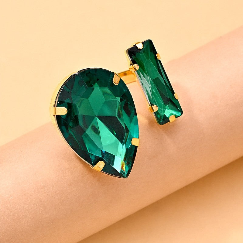 Classy Green Teardrop Statement Ring