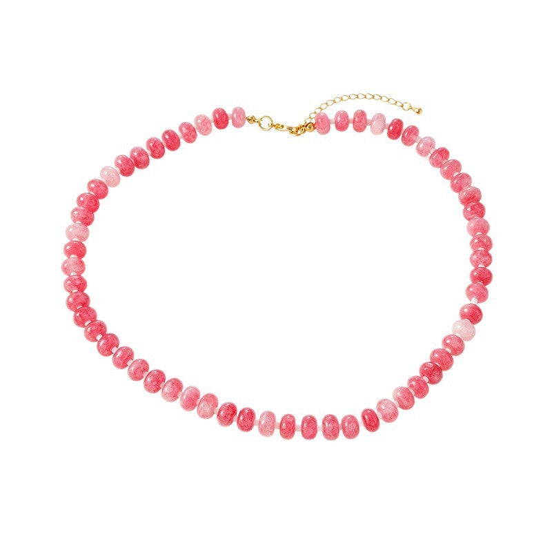Romantic Pink Gradient Stone Beaded Necklace