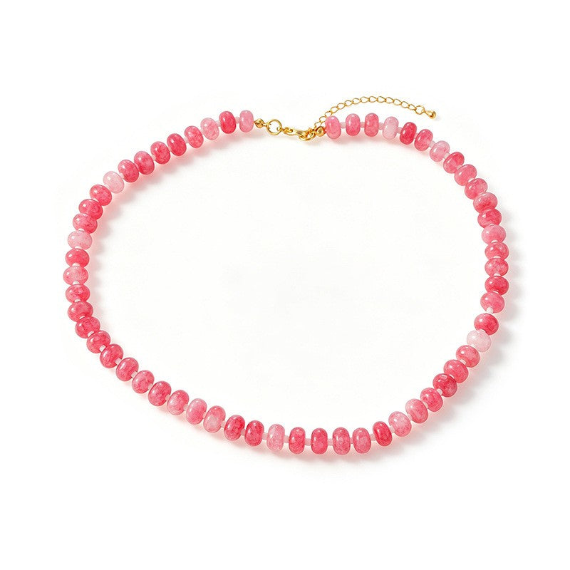Romantic Pink Gradient Stone Beaded Necklace