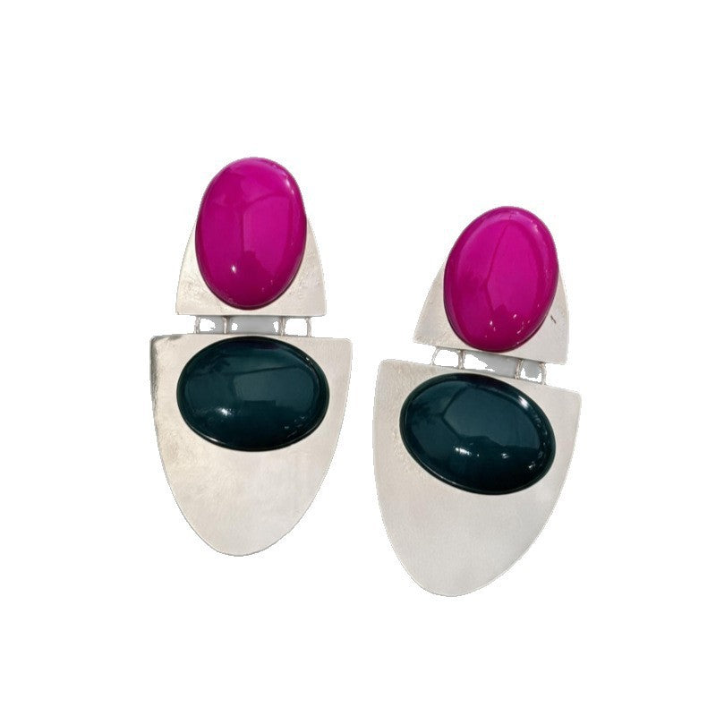 Classy Color Block Geometric Drop Earrings